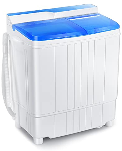 Giantex Portable Washing Machine, Twin Tub Washer and Dryer Combo, 13lbs Compact Mini Laundry Clothes Washer, Built-in Drain Pump, Semi-Automatic Wash and Spin Cycle for Apartment Dorm Camping RV