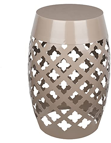 Vipush Outdoor Lace Cut Iron Side Table,Patio Garden Stool Coffee End Table Nightstand for Small Spaces,Living Room,Front Porch,Poolside,Brown