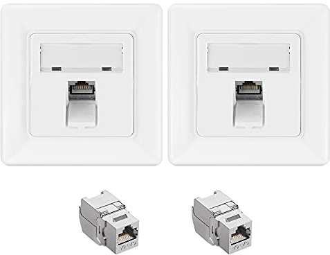 Kwmobile Lot de 2 modules Keystone blindés RJ45 - Connecteurs boîtier métallique Cat 6A 2 appliques murales