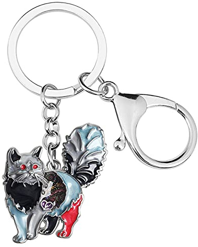 WEVENI Emaille Legierung Süße Katze Schlüsselanhänger Kätzchen Schlüsselring Schmuck für Damen Mädchen Tasche Auto Charms (Schwarz)