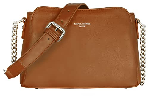 David Jones - Damen Kleine Umhängetasche - Elegante Crossbody Bag PU Leder - Schultertasche Kette Handtasche 3 Fächer Frau - Stilvolle Schicke Modische Abendtasche Clutch Alltag Arbeit Reise