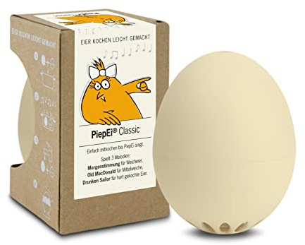 Brainstream Egg Timer, Beige, 8,9x5,4x5,4 | Cooking together with the eggs: plays a melody for soft, medium and hard - fun and functional egg timer - music cooking egg