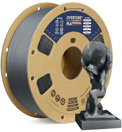 OVERTURE PLA Plus (PLA+) PLA-Filament 1,75 mm, professionelle PLA-Festigkeit, 1kg Filament (2,2 lbs), Maßgenauigkeit +/- 0,02 mm, für 3D-Drucker (Space Grau)