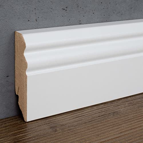 PROVISTON | Sockelleiste | Berliner Profil | 18 x 70 x 2400 mm | MDF foliert | Weiß | Hamburger Fußleiste | 2.4 Meter