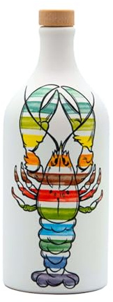 Frantoio Muraglia, Hummer Pop Art Keramikgefäß mit Nativem Olivenöl Extra 500ml, intensiv fruchtige Essenz, handgefertigt und dekoriert von unseren apulischen Kunsthandwerkern