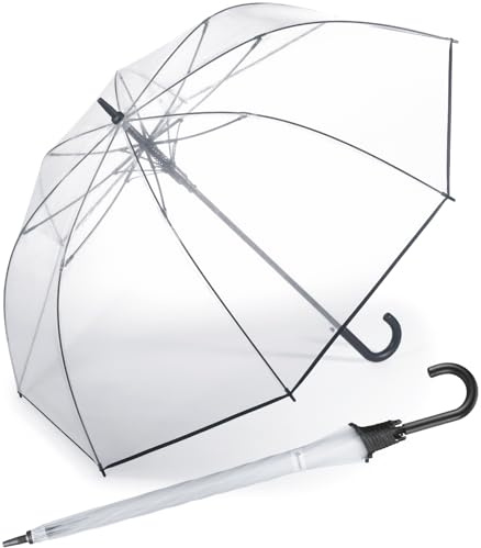 happy rain Ombrello automatico da golf, XXL, trasparente, extra large, Trasparente, XL
