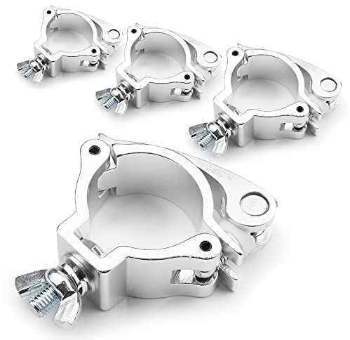BeamZ BC50-50 Quick Release Half Coupler Lighting Clamps (Pack of 4) - Heavy-Duty Aluminium Truss Mounts with Butterfly Fixing, 100kg Load, Fits 48-51mm Diameter Pipes, Stage & DJ Equipment