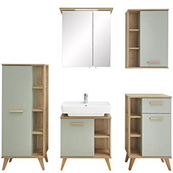 Pelipal Badmöbel-Set 5-teilig Quickset 963 mit Waschbeckenunterschrank und Spiegelschrank (LED) | Hochwertige Badezimmermöbel vom Markenhersteller