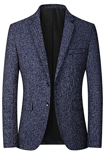 IQYU Herren Blazer Slim,Vintage GebüRsteter Blazer,Jacke Mit Einer Reihe Von Zwei KnöPfen,Casual Herbst Und Winter Trendy Anzug Jacke,Schlanke Taschenjacke Mit Rundem Saum,Revers Strickjacke