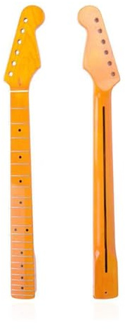 SCTOU Gitarrenhals Glänzender 22-Bund-Halsgriff Für ST-E-Gitarre, Ahorngriffbrett Für ST-Strat Mit Mittellinie Auf Der Rückseite