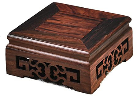Holzvase für Aquarium, roter Rosenholzsockel, Holzbastelvase, Teekanne, Basis, Vase, Pflanze, Bonsai-Basis, quadratische Halterung für Wohnzimmer, Veranda, Hotel, Display-Ständer (Größe B: )