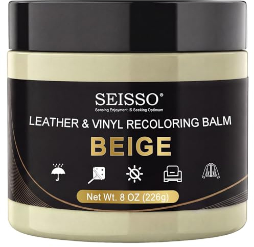 SEISSO Leder Reparatur Set, 200g Lederreparatur Creme, Lederbalsam, Leder-Restaurator, Lederkratzer Reparatur für Gürtel, Schuhe, Autositze, Sofas, Lederpflegebalsam, Beige