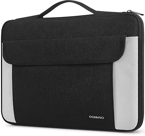 DOMISO Laptophülle 14 Zoll mit Ausziehbarem Tragegriff, Wasserabweisend Schutzhülle Tasche für MacBook Pro, Dell XPS, Lenovo ThinkPad, HP Pavilion, ASUS ZenBook 14 Laptops - Schwarz