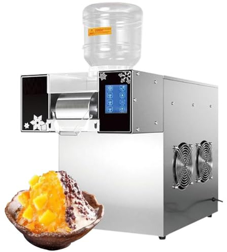 Machine à Glaçons Commerciale En Forme De Flocon De Neige 120Kg/24H, Machine à Glace Pilée Automatique 750 W, Machine à Cônes De Neige électrique De Table En Acier Inox Pour Cocktails De Bar, Lait