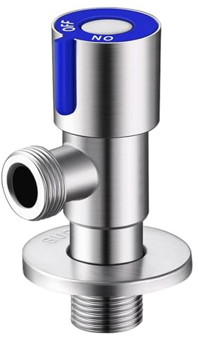 TICFOX Edelstahl Eckventil, Bad Heißes Kaltes Wasser Absperrventil, Wasser Anschluss Eckventile, Waschbecken Wandanschluss Regulierventil für Badezimmer, Küche, Waschbecken, Toilette G1/2 (Blau)