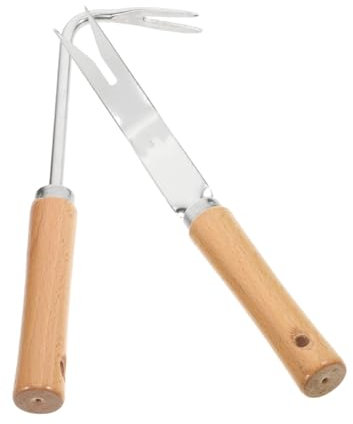 BCOATH 2stücke Unkrautstecher Mit Holzgriff Multifunktionales Gartenwerkzeug Graben Jäten Und Umpflanzen Für Garten Und Landwirtschaft
