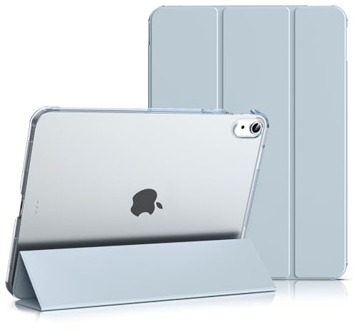 Lsmmpoba Hülle für iPad (A16) 11./10. Generation 2025/2022, Hellblau | Schlanke Stand Folio Schutzhülle mit Hart PC Transparent Rückseite, Auto Schlafen/Wachen