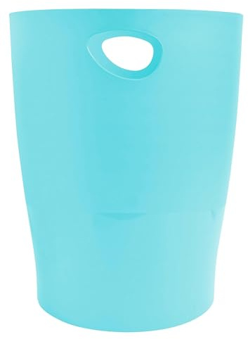 EXACOMPTA - Réf. 45363D - Carton de 8 Corbeilles à Papier avec Poignées ECOBIN Aquarel - Grande Capacité 15 Litres - Dimensions 26,3 x 26,3 x 33,5 cm - pour Bureau ou Maison - Vert pastel