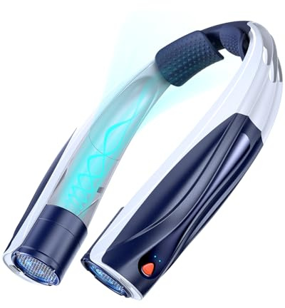 Lepwings Nackenventilator mit 6–23 Std Laufzeit, Tragbarer Halsventilator USB Wiederaufladbar, 6000mAh Akku, 6 Geschwindigkeiten, Leiser Nackenlüfter für Büro, Reisen, Sport & Outdoor – Dunkelblau