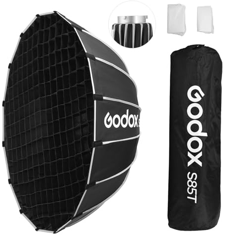 Godox S85T Regenschirm-Softbox mit Wabengitter, abnehmbare, faltbare Softbox mit Bowen-Halterung, Diffusoren für Fotografie, Speedlite, Studioblitz, Monolight