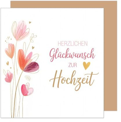 Edition Seidel Premium quadratische Glückwunschkarte zur Hochzeit mit Umschlag. Hochzeitskarte Karte Grußkarte Vermählung Mann & Frau Liebe (HQ153 SW025)