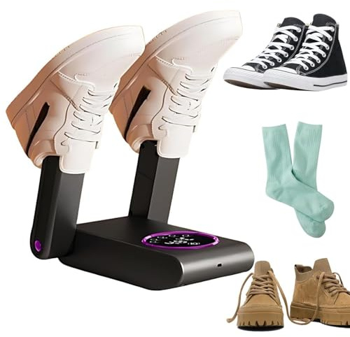 Shoe Dryer with Intelligent Timer - Boot Dryer with 360° Surround Wind for Winter Shoes, Gloves, and Ski Boots - 4 Dry Rack Design, 180° Folding for Easy Storage