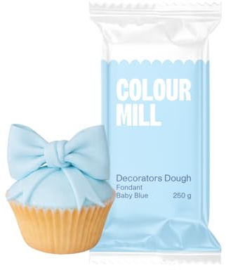 Colour Mill Decorators Dough Edible Cake Covering | Easy-to-Roll, Easy-to-Drape Fondant | Vanilla-Flavored Sugarpaste - 8.8 Ounce Baby Blue