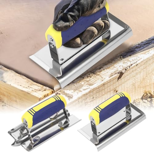 Juego de 2 llana alisadora y fresa para juntas de hormigón, 28 x 10 cm, 1,3 mm, de acero inoxidable, alisador de bordes de mano con mango suave, herramientas para paneles de yeso, herramientas de