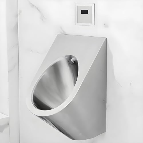 Urinario mural automático con sensor en acero inoxidable 304 – drenaje vertical, ahorro de agua & fácil limpieza – urinario para hombres hogar, uso comercial, baño(A)