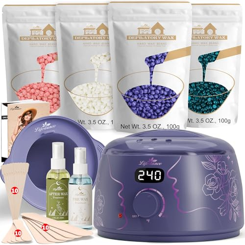 Lifestance Waxing Set – Ametistspur L3 vaxmaskin för vax hårborttagning med grovt hår och hårfluff, hårborttagning för bikiniområde, ögonbryn, armhåla, ansikte, ben