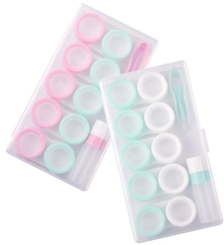 BIUDECO 2sets Contact Lens Box Pp Material Case Holder Tweezer Portable Container for Contact Lens Storage Bulk Kit for Travel and Daily Use Included