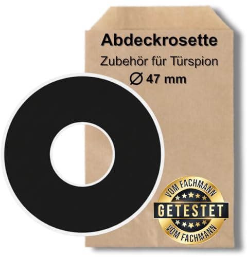 Premium Abdeckrosette für Türspion – Zubehör zur Abdeckung alter Bohrungen | Ø 47 mm Außendurchmesser, Kunststoff, farb auswahl (Schwarz)