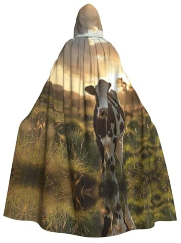 Kfjghhl Capa de vaca lechera de Halloween, capa dorada con capucha, longitud completa, disfraz de Halloween, fiesta de cosplay