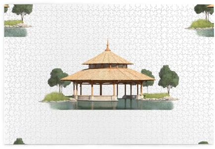 Jigsaw Puzzles1000 Piece Yyhwhjde Pavilion at The Pond Picture Educational Intellectual Wooden Puzzles, Fun Puzzles, Stress Relieving Puzzles