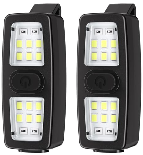 2 Pack Running Light for Runners, Clip on Flashlights Rechargeable Safety Lights for Walking at Night Hands Free Flashlight Portable LED Work Light Warning Flashing Camping Hiking Walking Dog Black