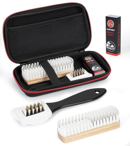 Nubuck Brushes with Storage Case, Suede Eraser & Suede Brush with Brass Bristles for Clean Decontamination,4-Sided Shoe Brush, Cleaning Shoe Brush Tools for Suede Leather Boots Shoes Cleaning