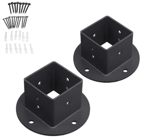 Sturdy Post Brackets Anchors Pack of 6 Powder Coated Steel for Fence Railings Privacy Panel Gazebos and Pergolas for Decking, Fencing