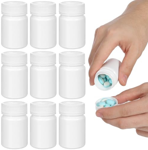 HANABASS Frascos Opacos para Pastillas de 50 Ml, Set de 20 Unidades de Plástico Tapa a Prueba de Humedad para Almacenamiento de Polvo Sólido en Farmacia y Hogar