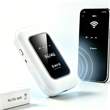 Portable Unlocked 4G/5G WiFi6 Mobile Hotspot, 300Mbps Pocket Wireless Modem Supports Up to 10 Devices, Long Lasting Battery Travel Internet Dongle for UK Home Camping Business Trips