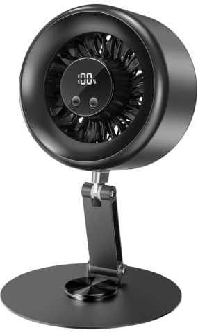 Air Circulator Desk Fan, Rechargeable Fan with 5 Speeds, USB Quiet Cooling Fan for Bedroom&Office, LED Digital Display, 360° Adjustable Table Fan, Powerful Airflow Desktop Fan, Indoor&Outdoor