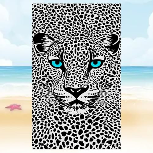 Vibe2Go Microfiber Leopard Beach Towel, Funny Cheetah Lightweight Beach Towels for Women Adults Girls, Quick Dry Funny Bath Towel Gifts for Swim Pool Camping Travel or Gift Decor (80X160 cm)