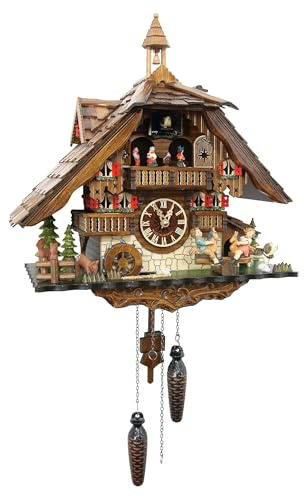 Cuckoo Palace LARGE German Cuckoo Clock - The Seesaw Mill Chalet with quartz movement with MOVING SEESAW