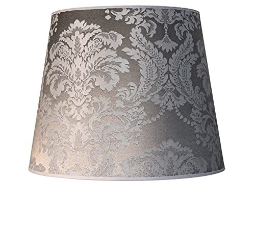 Licht-Erlebnisse XL Lampenschirm Stoff in Silber für Stehlampen Wohnzimmer H:30 cm E27 blendarm wohnlich konischer Leuchtenschirm WILLOW