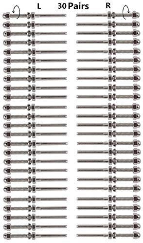 Senmit Threaded Stud Tension End Fitting Terminal, 1/8 Stainless Steel Cable Railing, Cable Deck Railing Hand Swage T316 Marine Grade 60 Pack