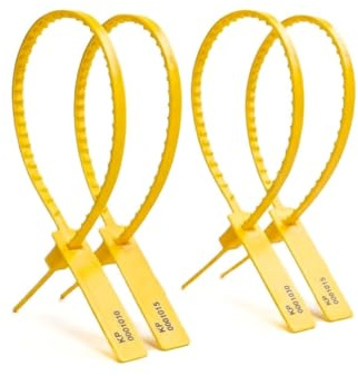 Made in UK Numbered Pull-Through Security Seal - Cost-Effective Tamper-Evident Solution for Sealing Cash Bags, Mail Sacks, Waste Sacks, Trailers, and roll-Cages (100, Yellow)
