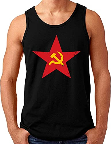 OM3® Débardeur rétro Soviet-Star - Pour homme - Marteau et faucille de l'URSS - S - 4XL, Noir , S