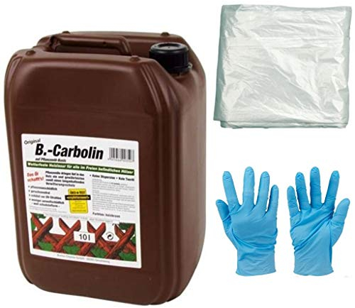 Wilckens Holzanstrich B.-Carbolin inkl. 4x5m Abdeckfolie von E-Com24 (Carbolin Holzanstrich 10 liter)
