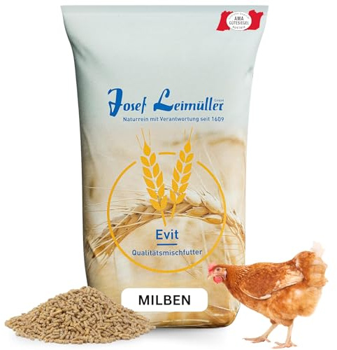Leimüller Hühnerfutter Milben 5kg Pellets Premium Legehennen Hühner Eier | Staubfrei, natürlicher Wirkstoff, Citrus & Nelken & Kräuter, AMA-Gütesiegel, gentechnikfrei
