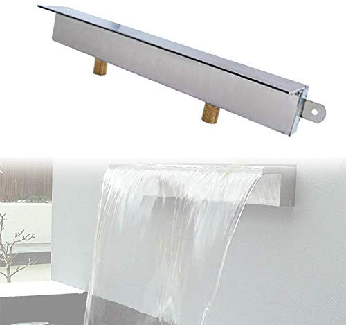 MNSSRN All-Inclusive-Wasserfall-Pool-Brunnen, rechteckiger Pool-Brunnenbau-Edelstahl-Pool-Wasserfall-Blade-Kaskade,60cm