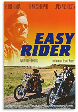 Easy Rider 1969 Filmposter mit klassischer Straße, dekoratives Gemälde, Leinwand, Wandkunst, Wohnzimmer, Schlafzimmer, Gemälde, 50 x 75 cm